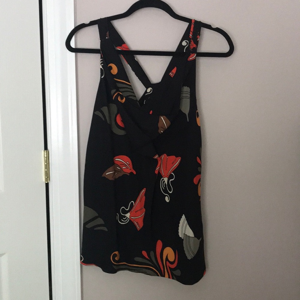 Black Printed Silk Top